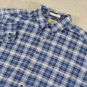 L.L.Bean Shirt Mens XL Blue Plaid Flannel Long Sleeve Button Up Casual